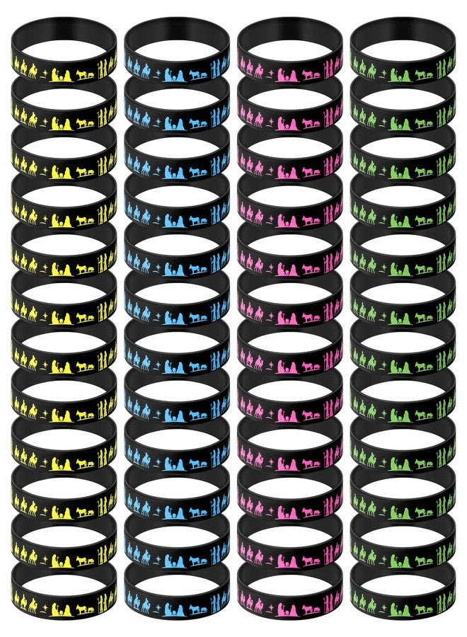 Simgoing 48 Pcs Nativity Scene Silhouette Rubber Bracelets Set Holiday Gifts Decoration Supplies Christian Supplies Christmas Silhouette Rubber Wristbands for Christmas Event Theme Party - Image 1